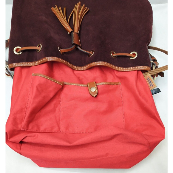 Dooney & Bourke Burgundy Suede Leather Drawstring Bucket Shoulder Bag - Picture 10 of 16
